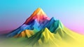 Rainbow 3d isometric mountains. Rainbow abstract mountains background. Cartoon landscape