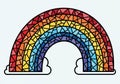 Rainbow is depicted with a mosaic pattern of triangular and polygonal Royalty Free Stock Photo