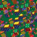 Rainbow Dice Seamless Pattern