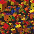 Rainbow Dice Seamless Pattern