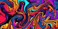 Rainbow digital distorted abstract background. Unique marble abstract psychedelic wave line illustration.