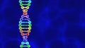 Rainbow DNA (deoxyribonucleic acid) with blue background