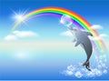 Rainbow and dolphin Royalty Free Stock Photo