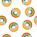 Rainbow donut seamless pattern lgbt flag