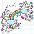 Rainbow and Dove Peace Doodles Vector Royalty Free Stock Photo