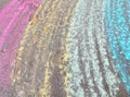 Rainbow is drawn with chalk on the asphalt. colored summer background. children drawing, lgbt symbol Royalty Free Stock Photo