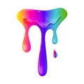 Rainbow dripping slime. Sticky, viscous liquid. Bright toy for children. Cartoon vector illustration.