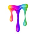 Rainbow dripping slime . Viscous liquid. Bright toy for children. Vector cartoon illustration on a white isolated