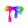 Rainbow dripping slime . Viscous liquid. Vector cartoon illustration on a white isolated background