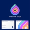 Rainbow Drop icon. Logo of laundry, dry-clean. Helix, spiral drop with letters.