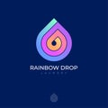 Rainbow Drop icon. Logo of laundry, dry-clean. Helix, spiral drop with letters.