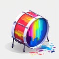 Colorful Drum With Splashes Of Paint - Glitchcore Moebius Inlay