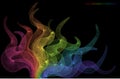 Rainbow dynamic abstract vector background over black.