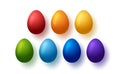 Rainbow eggs. Happy easter symbols collection vector colorful eggs. Easter gift stylized various colored eggs, traditional holiday