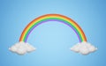 Rainbow emerging from two clouds over a beautiful blue sky. Very nice image perfect for children.