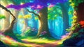 Rainbow Enclave, fantasy landscape, AI Generated Royalty Free Stock Photo