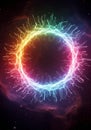 Rainbow Energy Circle in Cosmic Nebula Royalty Free Stock Photo