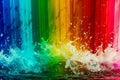 Rainbow explosion celebrates diversity. Vibrant colors burst with meaning.