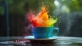 rainbow explosion, vibrant hues. A visual delight, Ai Generated