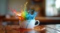 rainbow explosion, vibrant hues. A visual delight, Ai Generated