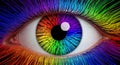 Rainbow Eye with Binary Code Iris, Digital Vision Concept Royalty Free Stock Photo