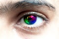 Rainbow eye closeup. Royalty Free Stock Photo