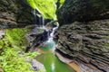 Rainbow Falls and Triple Cascade, Watkins Glen State Park, New York Royalty Free Stock Photo