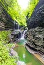 Rainbow Falls and Triple Cascade, Watkins Glen State Park, New York Royalty Free Stock Photo