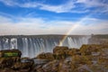 The Rainbow Falls in Victoria Falls, Zimbabwe, Africa Royalty Free Stock Photo