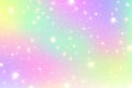 Rainbow fantasy background. Holographic illustration in pastel colors. Cute cartoon girly backdrop. Bright multicolored sky with Royalty Free Stock Photo