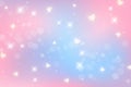 Rainbow fantasy background. Holographic illustration in pastel colors. Multicolored sky with stars and hearts. Vector Royalty Free Stock Photo