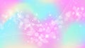 Rainbow fantasy background. Holographic illustration in pastel colors. Multicolored unicorn sky with stars and bokeh. Royalty Free Stock Photo