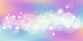 Rainbow fantasy background. Holographic illustration in pastel colors. Multicolored unicorn sky with stars, hearts and Royalty Free Stock Photo