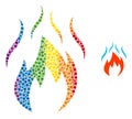 Rainbow Fire with Smoke Composition Icon of Circles Royalty Free Stock Photo