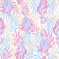 rainbow fishes fish pink gold blue gold fish light background pattern aquarelle hand drawn