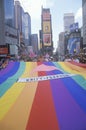 Rainbow flag at AIDS rally in Times Square