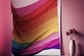 Rainbow Flag Art on a Pink Wall: Celebrating Diversity, Equality, and Inclusion, ai generative