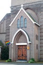 Rainbow Flag In Front of Church