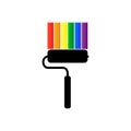 Rainbow flag, gay pride flag or LGBT pride flag and black paint roller