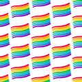 Rainbow flag homosexual symbol hand drawn seamless pattern simple on white font