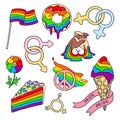 Rainbow flag icon set on white isolated backdrop Royalty Free Stock Photo