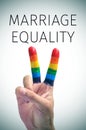 Rainbow flag and the text marriage equality