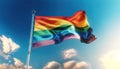 Rainbow flag waving in the wind Royalty Free Stock Photo