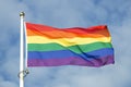 Rainbow Flag waving in the wind Royalty Free Stock Photo