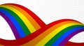 Rainbow flags wave shape on transparent background. Colors of the LGBT community for Lgbt Pride Month. Vector illustration Royalty Free Stock Photo