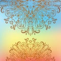 Rainbow floral ornament mandala background card