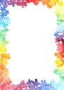 Rainbow flower border background watercolor.