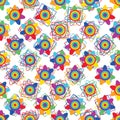 Rainbow flower symmetry diamond shape seamless pattern Royalty Free Stock Photo