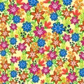 Rainbow flowers with yellow background