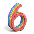 Rainbow font number 6 SIX 3D